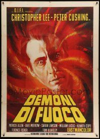 6f401 ISLAND OF THE BURNING DAMNED Italian 1p '70 different Piovano close up art of Peter Cushing!