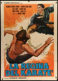 6f410 KUNG-FU MAMA Italian 1p '74 great Aller art of old woman kicking tough guy in mid-air!
