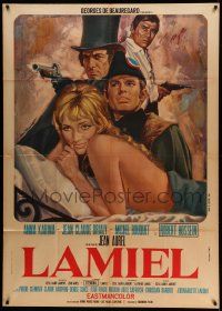 6f413 LAMIEL Italian 1p '67 Tarantelli art of sexy Anna Karina, Jean-Claude Brialy & top cast!