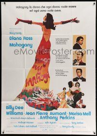 6f428 MAHOGANY Italian 1p '75 art of Diana Ross, Billy Dee Williams and Perkins by Diener-Hauser!