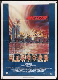 6f434 METEOR Italian 1p '80 Sean Connery, different sad Twin Towers destruction art by Beauvais!