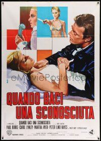 6f448 ONCE YOU KISS A STRANGER Italian 1p R70s different Avelli art of sexy Carol Lynley!