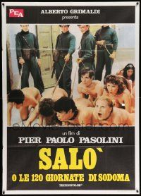 6f479 SALO OR THE 120 DAYS OF SODOM Italian 1p R80s Pasolini, wild image of naked people on leashes
