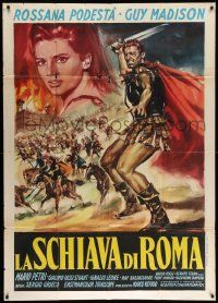 6f486 SLAVE OF ROME Italian 1p '61 Guy Madison, Podesta, cool sword & sandal gladiator art!