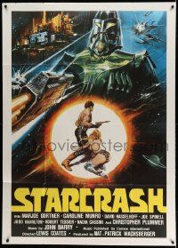 6f495 STARCRASH Italian 1p R80s great different art of mostly naked Caroline Munro in space!