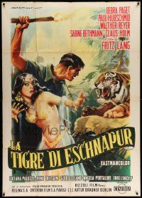 6f512 TIGER OF ESCHNAPUR Italian 1p R1961 Fritz Lang, art of sexy Debra Paget by Martinati!