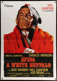 6f537 WHITE BUFFALO style A Italian 1p '77 great different art of Will Sampson as Crazy Horse!