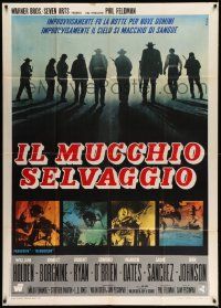 6f539 WILD BUNCH Italian 1p '69 Sam Peckinpah cowboy classic, Ferrini art with cast silhouettes!