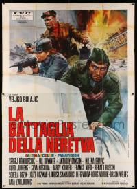 6f553 BATTLE OF NERETVA Italian 2p '69 different Ciriello WWII art of Brynner, Nero & Koscina!