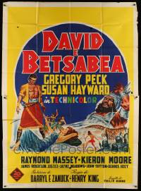 6f572 DAVID & BATHSHEBA Italian 2p R60 different Spagnoli art of Gregory Peck & Susan Hayward!