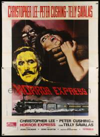 6f594 HORROR EXPRESS Italian 2p '74 a nightmare of terror traveling aboard this train, cool art!