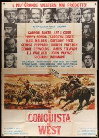 6f597 HOW THE WEST WAS WON Italian 2p '64 John Ford epic, great artwork by Reynold Brown!