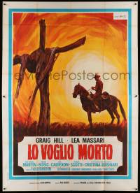 6f599 I WANT HIM DEAD Italian 2p '68 Piovano spaghetti western art of Craig Hill on horse by grave!
