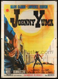 6f604 JOHNNY YUMA Italian 2p '66 Stefano spaghetti western art of cowboy Mark Damon in showdown!
