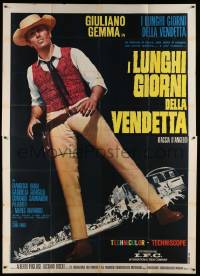 6f608 LONG DAYS OF VENGEANCE Italian 2p '66 full-length Fiorenzi art of cowboy Giuliano Gemma!