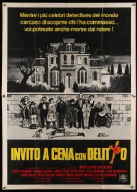 6f618 MURDER BY DEATH Italian 2p '76 great Charles Addams art of cast by dead body!