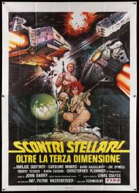6f645 STARCRASH Italian 2p '79 great different sci-fi art of sexy near-naked Caroline Munro!