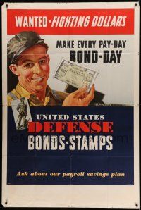 6f002 UNITED STATES DEFENSE BONDS STAMPS 40x60 WWII war poster '42 make every pay-day bond-day!