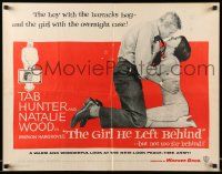 6g598 GIRL HE LEFT BEHIND 1/2sh '56 romantic image of Tab Hunter about to kiss Natalie Wood!