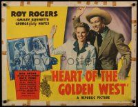 6g613 HEART OF THE GOLDEN WEST style A 1/2sh '42 images of Roy Rogers, Ruth Terry, Gabby & Smiley!
