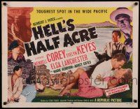 6g618 HELL'S HALF ACRE style A 1/2sh '54 Wendell Corey romances sexy Evelyn Keyes in Hawaii!