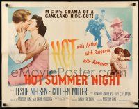 6g626 HOT SUMMER NIGHT style A 1/2sh '56 Leslie Nielsen, Miller, hot with the blast of gunfire!