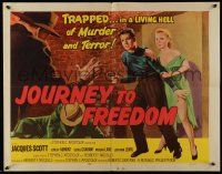 6g642 JOURNEY TO FREEDOM style A 1/2sh '57 trapped in living hell of murder and terror, cool art!