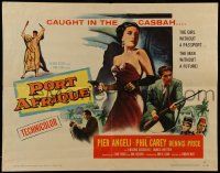 6g778 PORT AFRIQUE style B 1/2sh '56 art of super sexy Pier Angeli caught in the Casbah with gun!