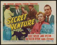 6g858 SECRET VENTURE style A 1/2sh '55 no honor among these thieves Kent Taylor & Jane Hylton!