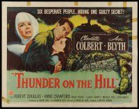 6g931 THUNDER ON THE HILL style B 1/2sh '51 Claudette Colbert, 6 desperate people hiding 1 secret!