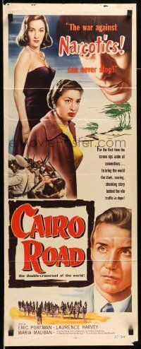 6g065 CAIRO ROAD insert '52 Eric Portman, Laurence Harvey, sexy Camelia, drug movie!