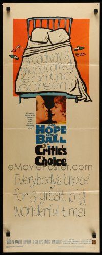 6g096 CRITIC'S CHOICE insert '63 inset Bob Hope about to kiss smiling Lucille Ball, art of bed!