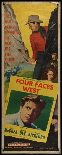 6g155 FOUR FACES WEST insert '48 Joel McCrea, Frances Dee, the strangest desperado ever!