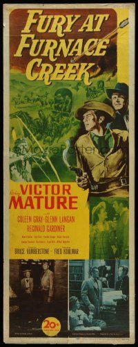 6g163 FURY AT FURNACE CREEK insert '48 Victor Mature & Coleen Gray, cool western artwork!