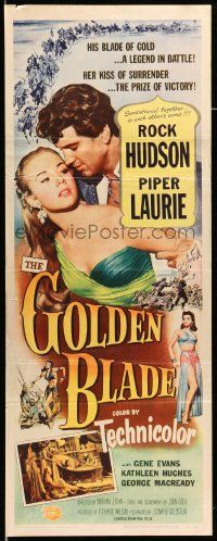 6g182 GOLDEN BLADE insert '53 close-up of Rock Hudson & sexy Piper Laurie!