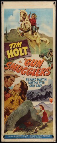 6g194 GUN SMUGGLERS insert '49 cowboy Tim Holt on horse & romancing pretty Martha Hyer!