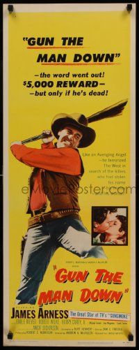 6g195 GUN THE MAN DOWN insert '56 James Arness terrorized the West in search of killers!