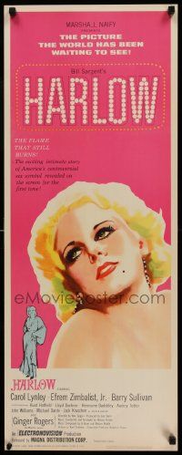 6g208 HARLOW insert '65 great artwork of Carol Lynley as The Blonde Bombshell!