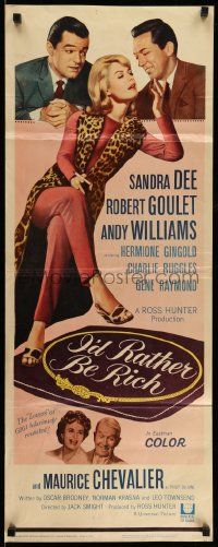 6g231 I'D RATHER BE RICH insert '64 sexy Sandra Dee with Robert Goulet & Andy Williams!