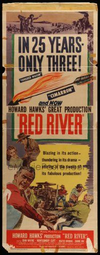 6g393 RED RIVER insert '48 best artwork showing John Wayne, Howard Hawks' great production!