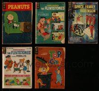 6h137 LOT OF 5 GOLD KEY COMIC BOOKS '60s Peanuts, Flintstones, Space Family Robinson, Top Cat!