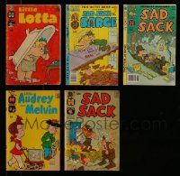 6h135 LOT OF 5 HARVEY COMIC BOOKS '60s-70s Little Lotta, Sad Sack & the Sarge, Audrey & Melvin!