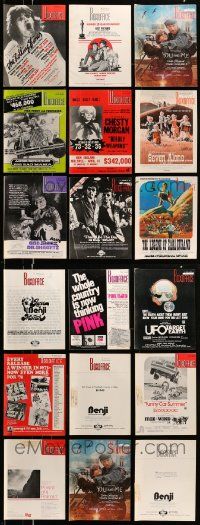 6h068 LOT OF 24 BOX OFFICE 1974 EXHIBITOR MAGAZINES '74 filled with movie images & information!
