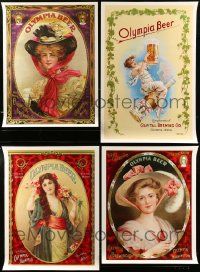 6h334 LOT OF 4 UNFOLDED OLYMPIA BEER REPRO POSTERS '90s great artwork with pretty women!