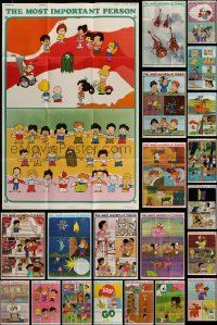 6h188 LOT OF 32 FOLDED EDUCATIONAL POSTERS '72 The Most Important Person, great cartoon art!