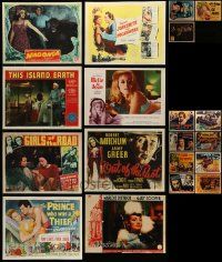 6h194 LOT OF 19 11X14 REPRO LOBBY CARDS '80s images of classic movie scenes & title cards!