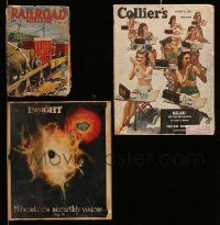 6h163 LOT OF 3 MAGAZINES '30s-70s Collier's, Railroad Magazine, Insight, cool cover art & content!