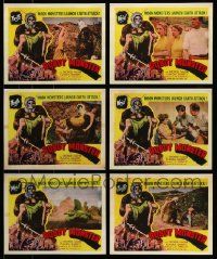 6h196 LOT OF 6 ROBOT MONSTER REPRO LOBBY CARDS '80s great images of the wacky skull-faced ape!