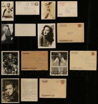 6h210 LOT OF 7 FAN PHOTOS WITH PRINTED ENVELOPES '40s Rita Hayworth, Dorothy Lamour & more!