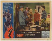6j032 ASTOUNDING SHE MONSTER LC #2 '58 guy w/gun points it at Robert Clarke as sexy blondes watch!